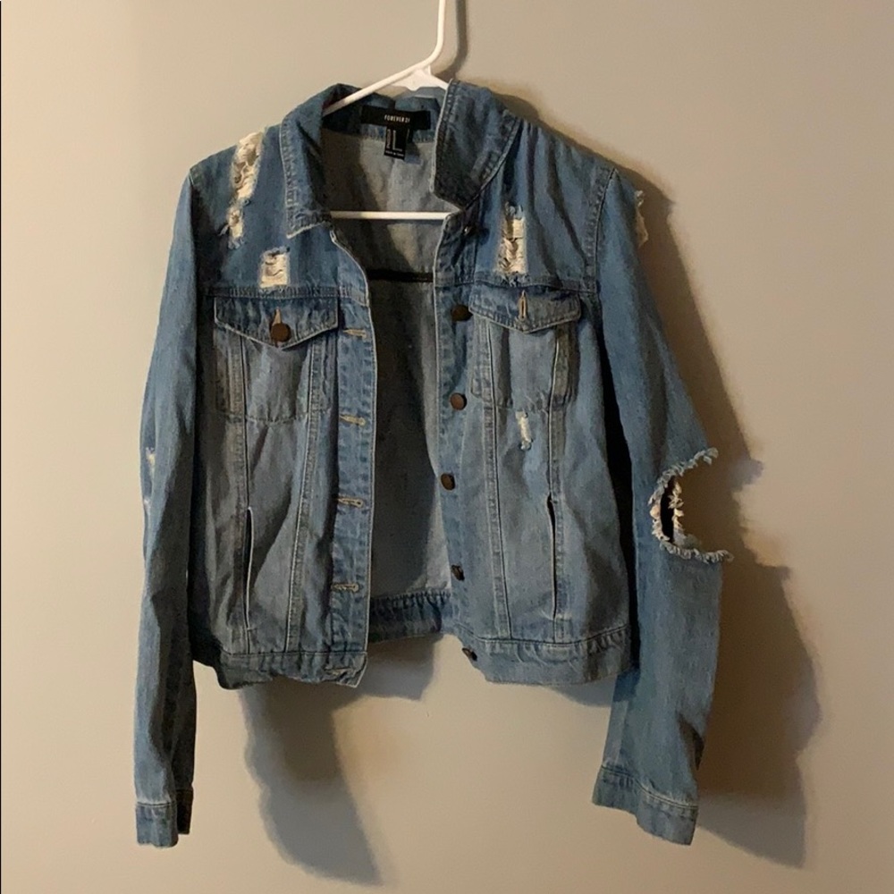 distressed jean jacket